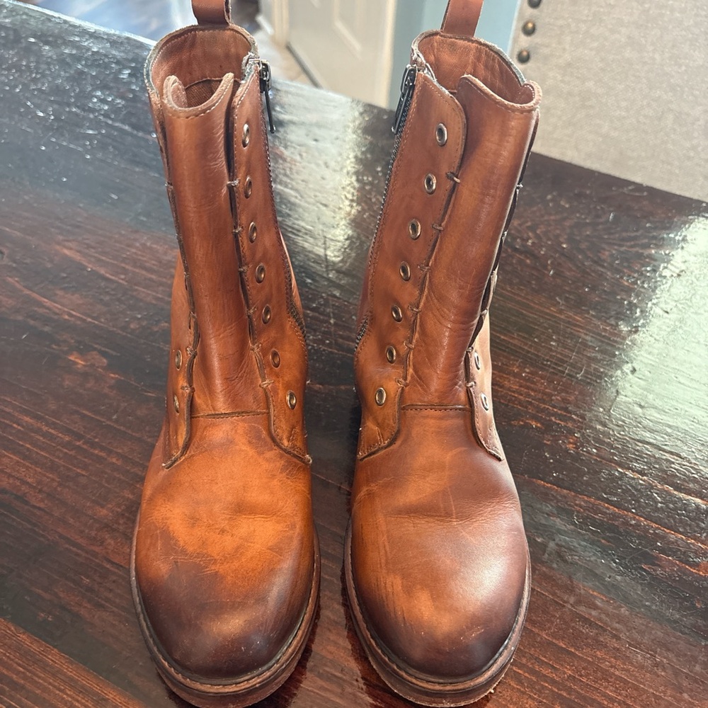 Classic Brown Leather Combat Boots